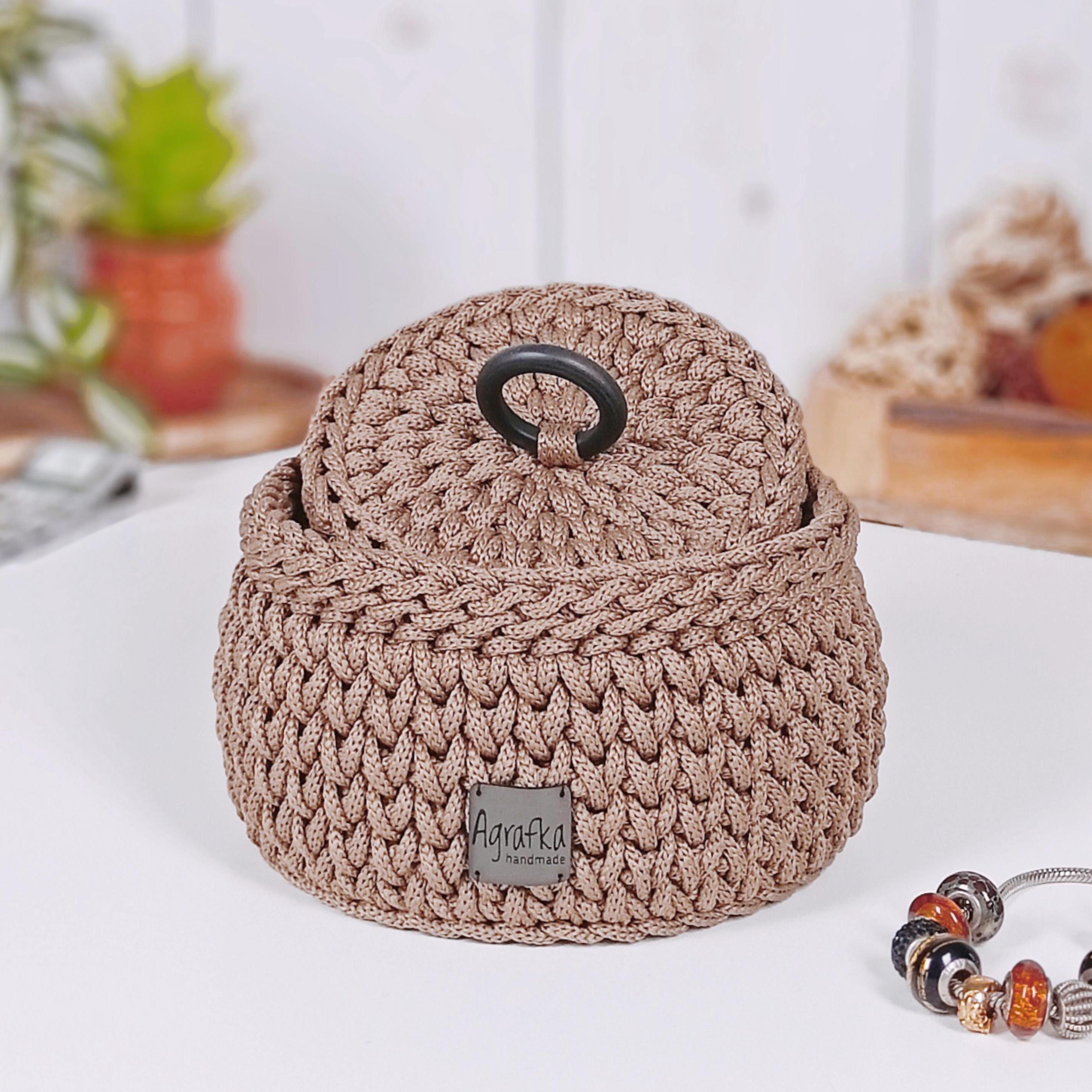 ジュエリーボックス、かぎ針編みの蓋付き収納バスケット - Etsy 日本