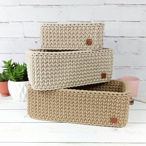 Rectangle rope basket, Diaper basket, Crochet storage basket, Storage organizer zdjęcie 6