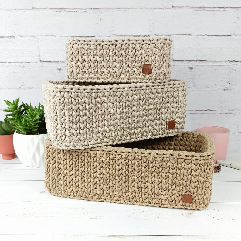 Rectangle rope basket, Diaper basket, Crochet storage basket, Storage organizer image 6