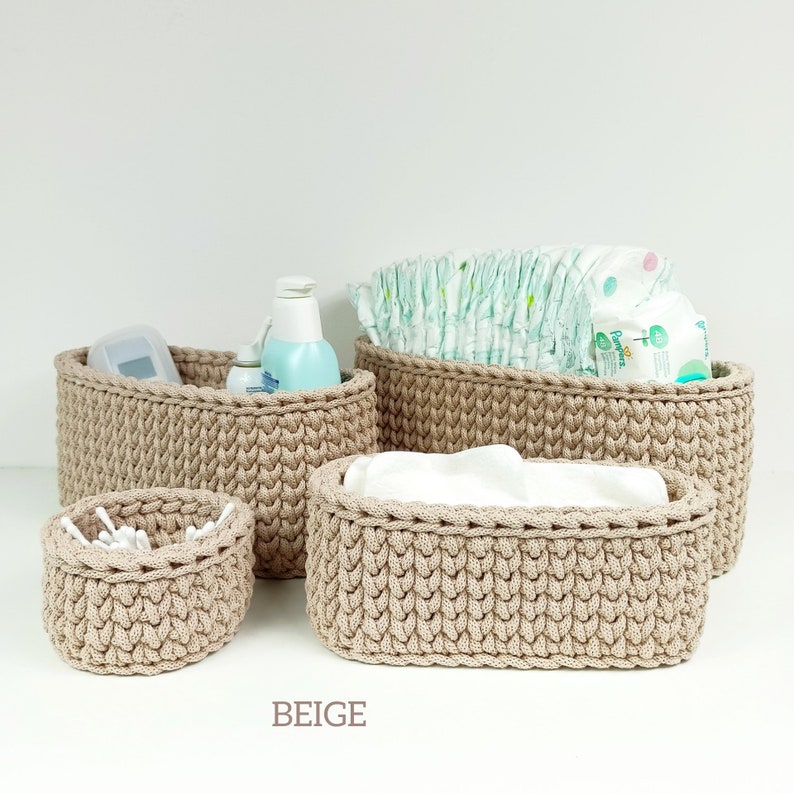 Oval Rope Basket Diaper Basket Crochet Storage Basket Etsy