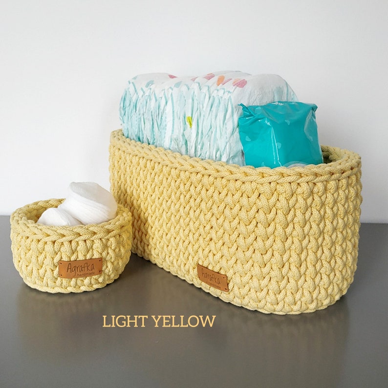 Oval Rope Basket Diaper Basket Crochet Storage Basket Etsy