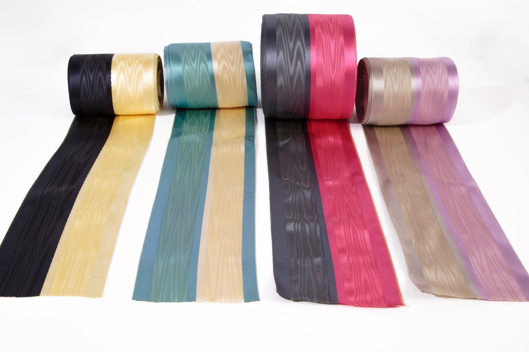 Moiré Ribbon Vintage 2-tone Striped 100% Viscose 10 Cm Wide - Etsy