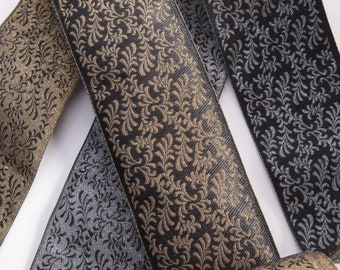 Web ribbon jacquard border 8 cm wide brocade ribbon border metallic