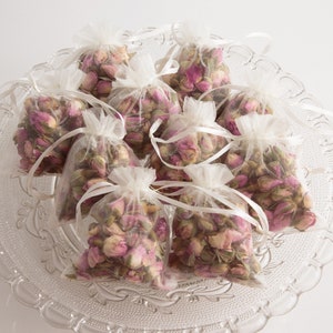 Duftkissen Duftsäckchen mit Rosenduft | 1, 5 oder 10 Stück | Organzabeutel mit echten Rosenknospen | Schrankduft & Gastgeschenk