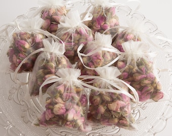 Duftkissen Duftsäckchen mit Rosenduft | 1, 5 oder 10 Stück | Organzabeutel mit echten Rosenknospen | Schrankduft & Gastgeschenk