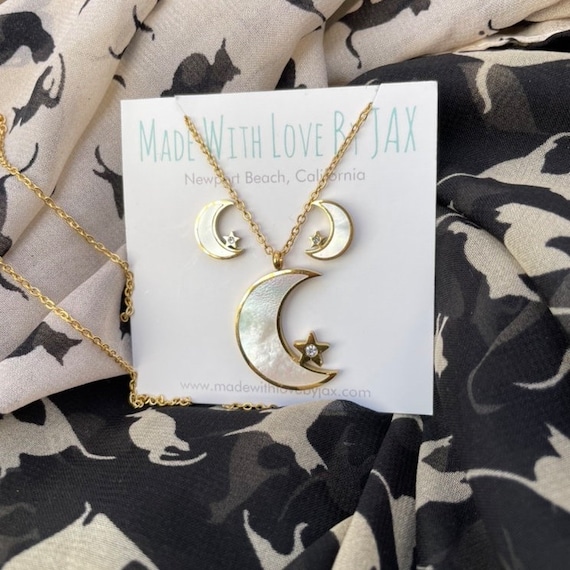 Crescent Moon Earring and Necklace Set