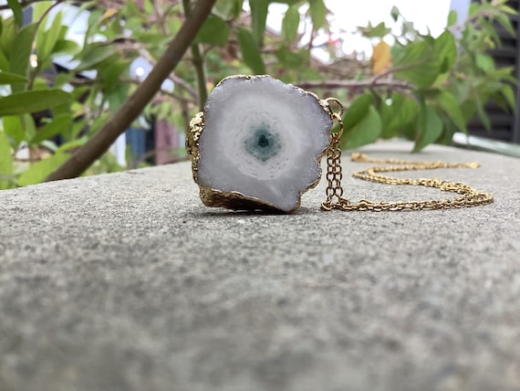 Agate Necklace - Gold Stainless Steel Chain - Handmade In California - Sunshine Agate