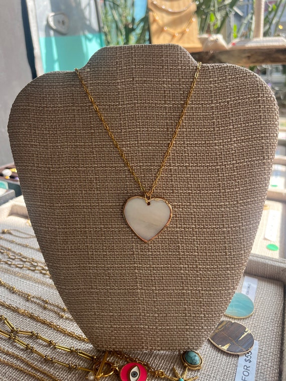Heart Shape Pearl Necklace, White Necklace, 20’ Necklace, Gold Necklace, Natural Jewelry, Unique Pearl , Charm, Gift For Her, Custom made
