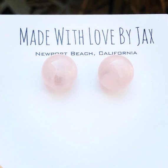 Rose Quartz Earrings - Valentines Day Gift Idea - Wedding Gift Idea - Bridal Shower Gift - Crystal Healing Studs