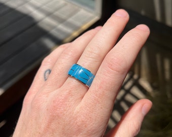 Turquoise Enamel Stainless Steel Ring