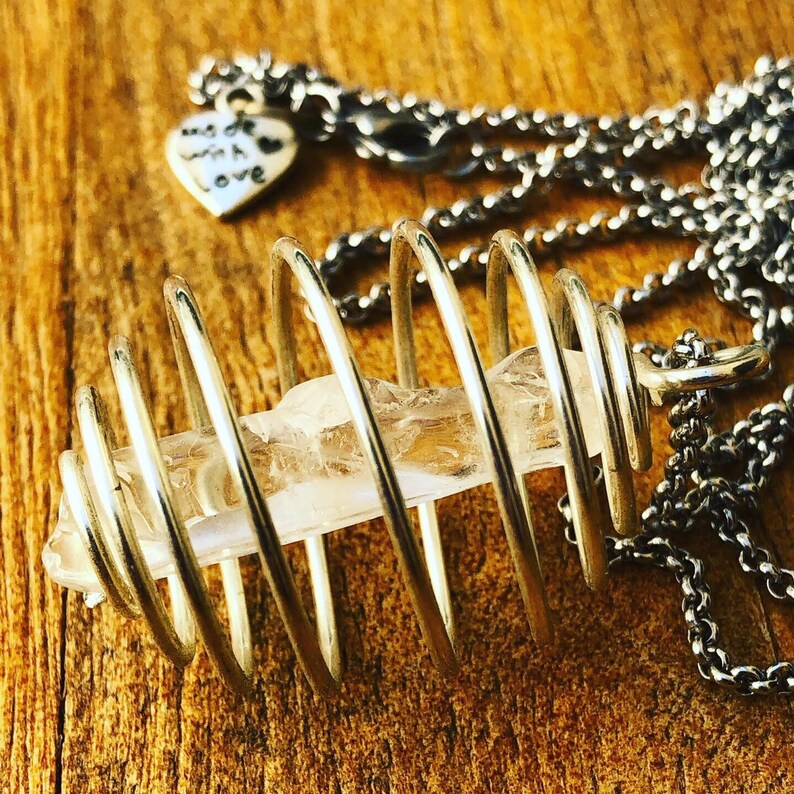 Crystal Cage Necklace Quartz Necklace Gemstone Cage Etsy