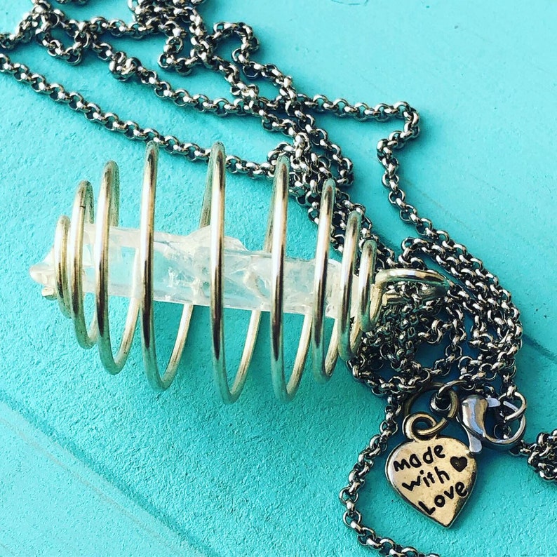 Crystal Cage Necklace Quartz Necklace Gemstone Cage Etsy