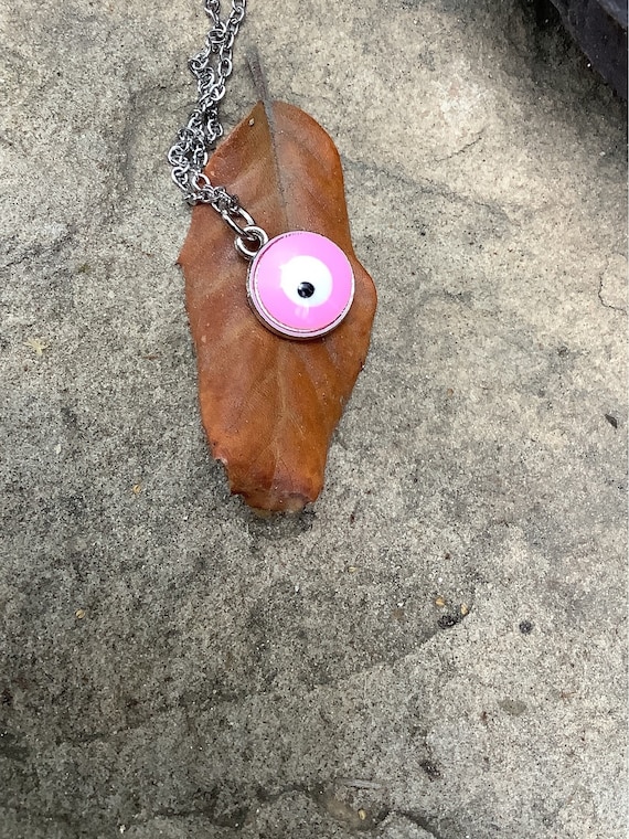 Evil Eye Protection Necklace - Stainless Steel - Pink Evil Eye For Protection - Unisex Necklace