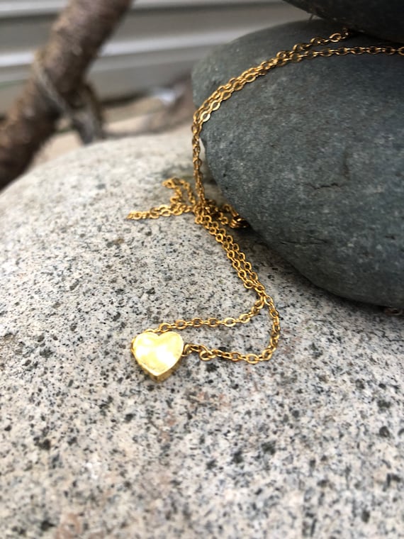 Floating Heart Necklace,  Minimalist Heart Necklace, Gold Stainless Steel Hear Necklace, Dainty Heart Necklace