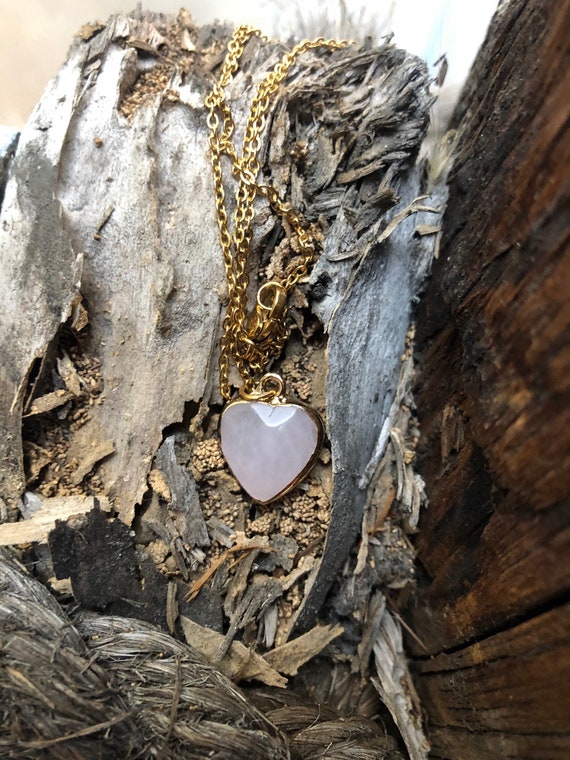 Rose Quartz Heart Necklace - Pink Quartz Necklace