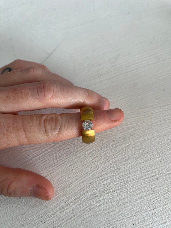 Stone Ring, Floating Stone in Gold Ring, Gold Ring, Unique Ring, Chunky Ring, Ring with Stone, Thick Gold Ring