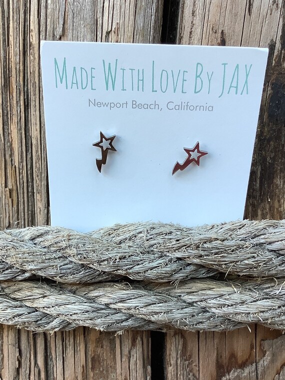 Silver Color Star Lightning Earrings - Unisex - Star Stud - Lightning Studs - No Tarnish Stainless Steel