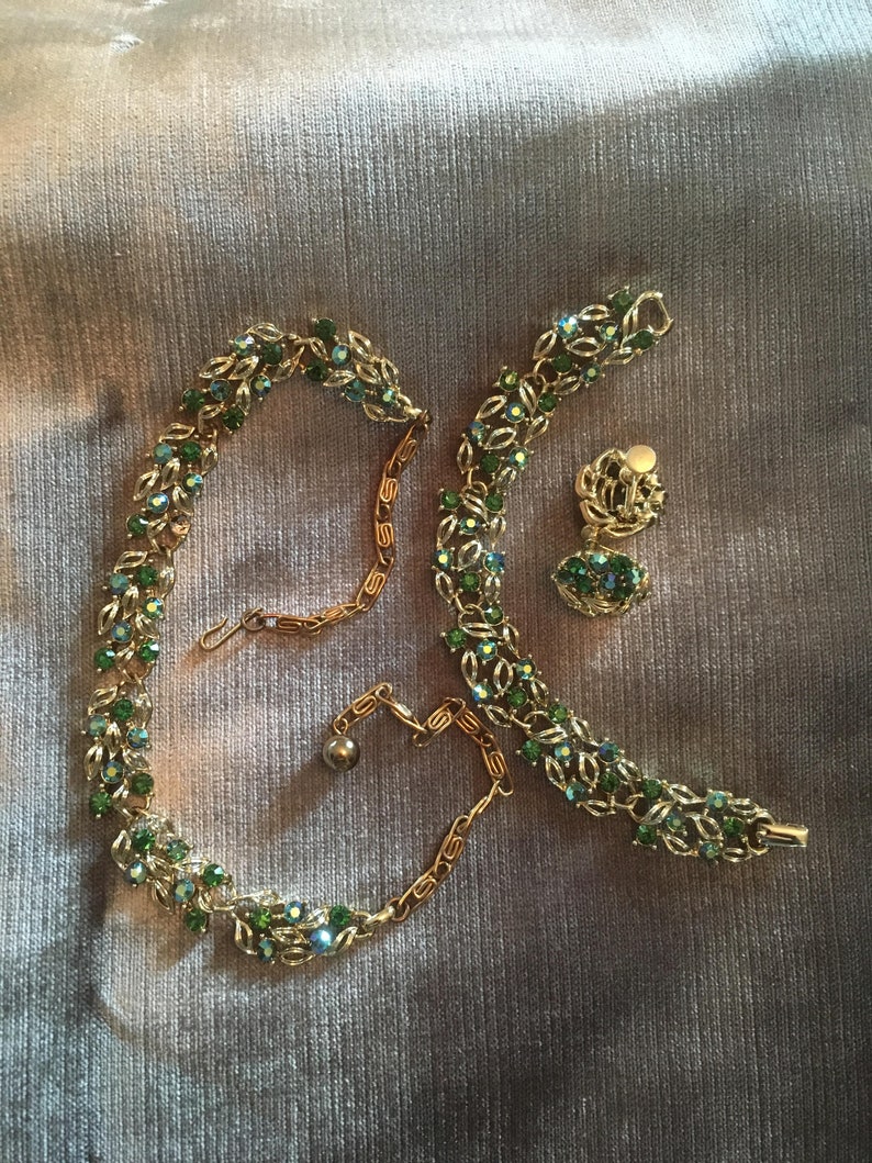 necklace and earring set Vintage signed Lisner bracelet