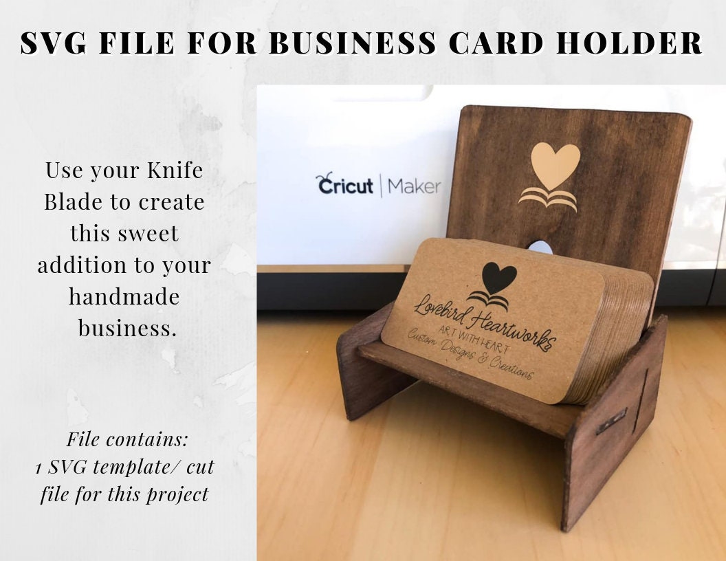 Business Card Holder - SVG Cut File - Cricut Knife Blade for Cricut Maker -  Wood Cutting Template