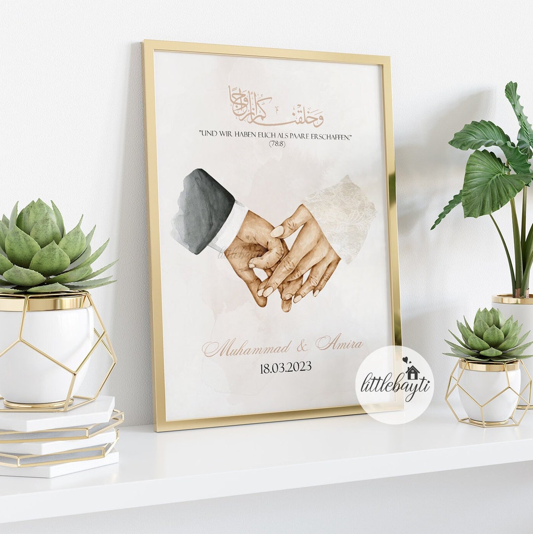 Hochzeitsgeschenk Arabisch mit Namen und Hochzeitstag Etsy.de