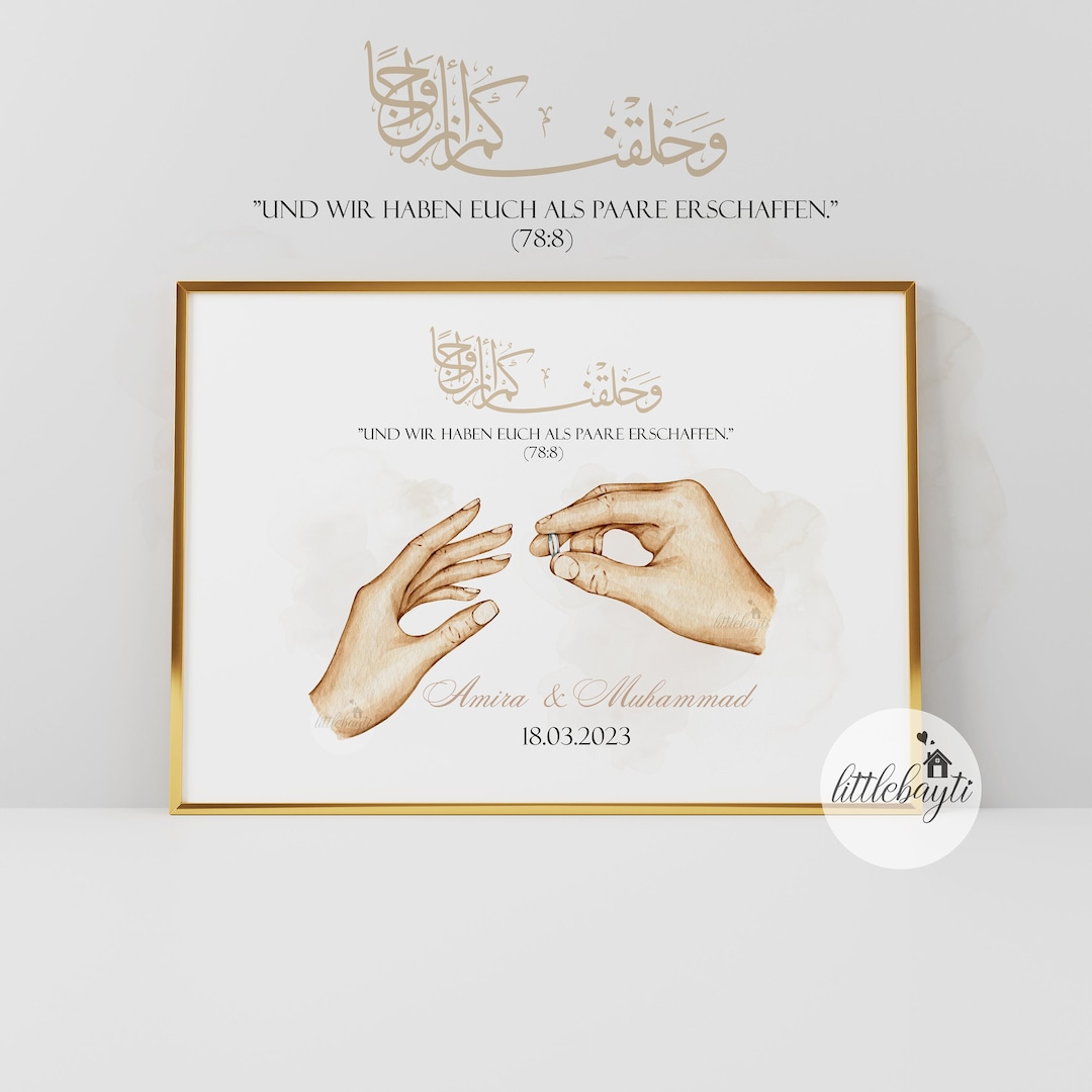 Hochzeitsgeschenk Arabisch mit Namen und Hochzeitstag Etsy.de