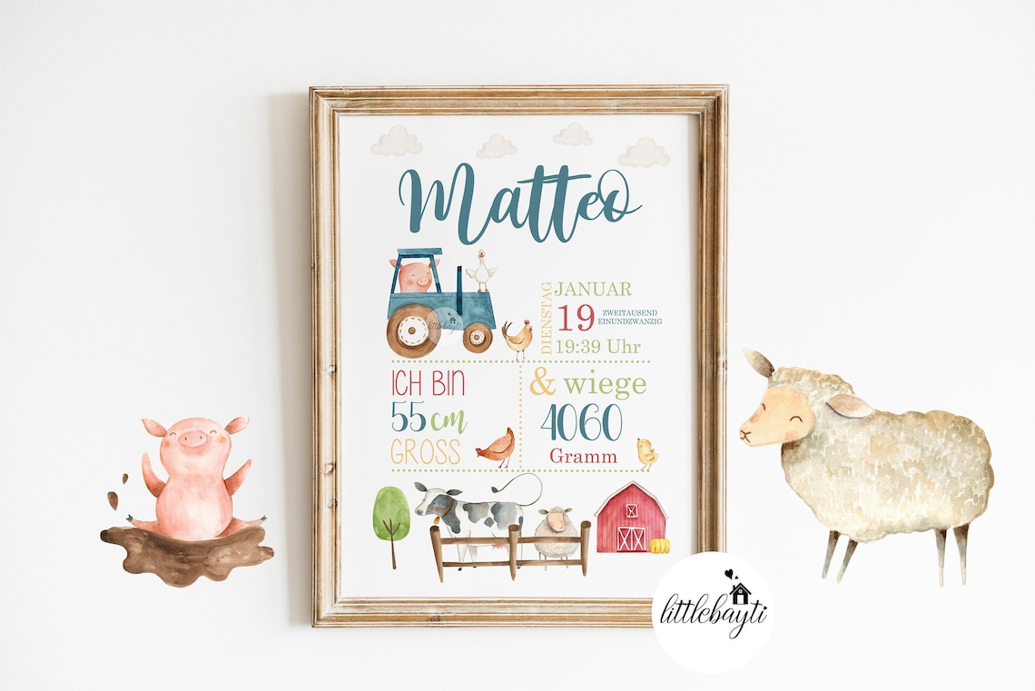 Avis de naissance Bébé Ferme Animaux Date de naissance Etsy Avis de naissance Bébé Ferme Animaux Date de naissance Etsy