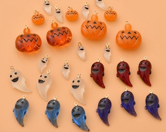 10Pcs Halloween Earrings Charms Pendant, Pumpkin Resin Charms, Ghost Resin Charms, Halloween Cute Pendant, DIY Jewelry Making Supplies