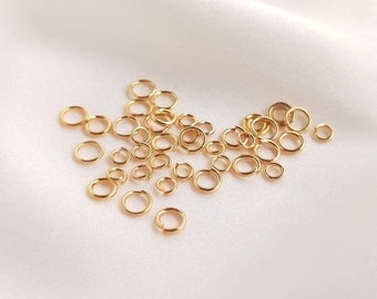 100pcs 14k Gold Plated Open Round Circle Jump Ring Link Connector, Circle Link,Dainty O Shaped Open Jump Rings Bulk, Jewelry Findings