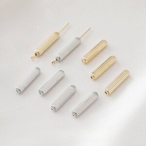10pcs 4x18mm 14k Real Gold plated  Brass European Beads Cylinder Plicated Beads Spacer Beads Bracelet Spacer Beads Loose Beads