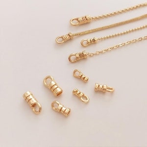 20 Stück 14K vergoldete Messing Crimp End, Kordelende Crimpen, Kettenverschluss, vergoldetes DIY Zubehör Zubehör