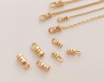 20pcs 14K Gold Plated Brass Crimp End, Cord End Crimps, Chain Clasp, Gold Plated DIY Accessories Findings