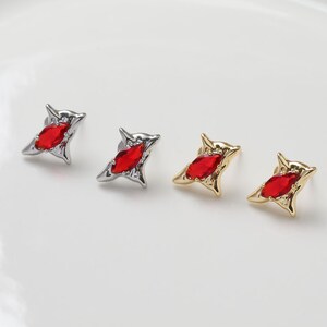 6PCS Real Gold Plated Brass Zircon Diamond Earrings Posts, Earring Stud, CZ Pave Zircon Star Ear Studs, 925 Sterling Silver Ear Stick