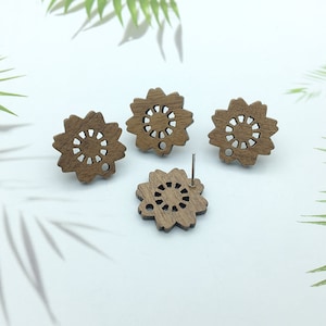 10pc hollow Flower Wood Earrings,Wooden Stud Earring,Earrings Post,natural wood studs,Hypoallergenic Diy Jewelry Accessories Craft Supplies