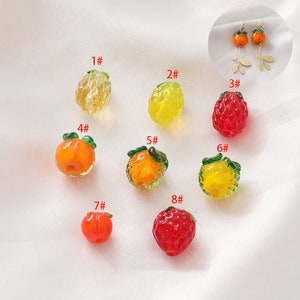 10PCS Lamp work Glaze Bead hole Beads,Glazed Strawberry Beads, Vintage Bead, Fruit, Glass Beads,DIY bracelets Earring Findings