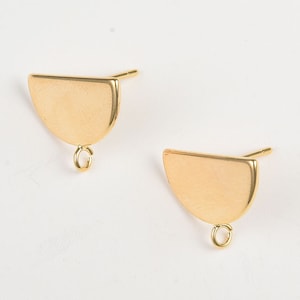 10PCS 18K Real Gold Plated Brass Earring Posts- Earring Stud- semicircle Circle Ear Stud Earring Accessories Jewelry Earrings Attachment