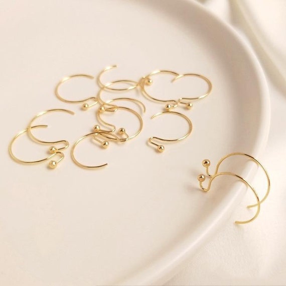 10PCS 14MM 14k Gold Color plated Round Earring Clasps Hooks For DIY Earring  Accessories jewelry making
