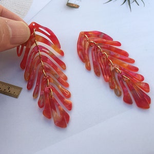 Tortoise Leaf Charms: Colorful Acrylic Pendant (30x75MM)