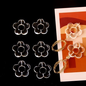 6pcs Flower-shaped Resin Charm Pendant ,multicoloured sunflower charm connector, Acetate Acrylic Hollow Flower Earrings Charm DIY Jewelry