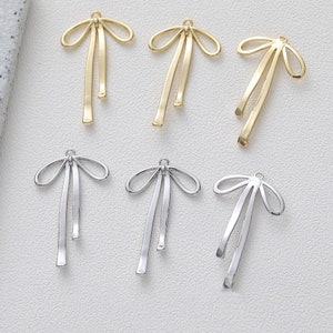 6pcs Real Gold Plated Bowknot Charm,Bow Charm Pendant Jewelry Making Material, Crafts Supplies,  jewelry earring necklace attachment