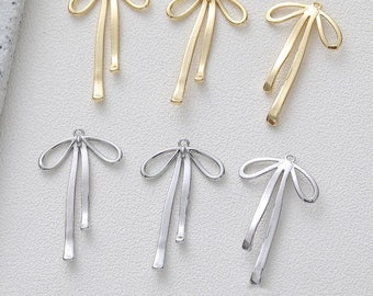 6pcs Real Gold Plated Bowknot Charm,Bow Charm Pendant Jewelry Making Material, Crafts Supplies,  jewelry earring necklace attachment