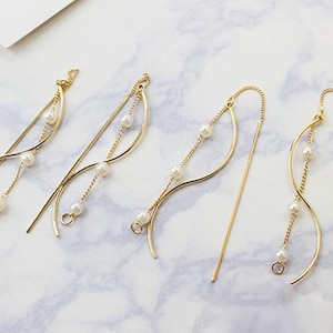 6pcs Rea Gold Plated Threader Earring,Long Ear Thread Earring, Edgy Earrings,Multiple Double Piercing,tassel Earrings, Chain Earrings