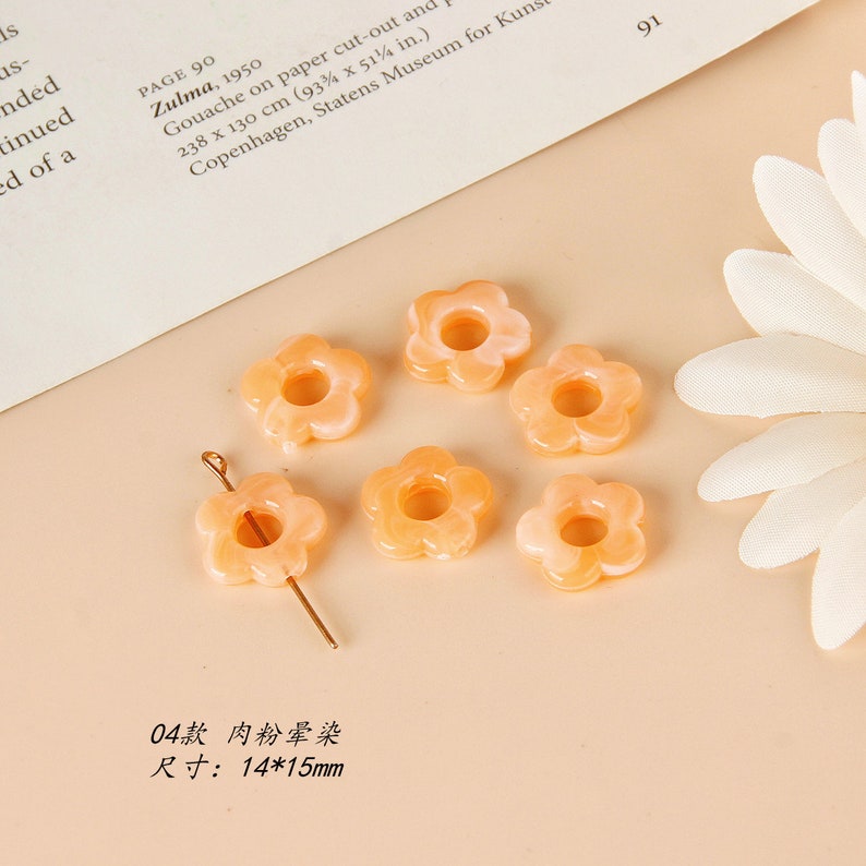 10 pièces pendentif à breloque en résine en forme de fleur, acétate acrylique couleurs fraîches fleur creuse boucle d'oreille charme bijoux à bricoler soi-même / 15 mm image 8