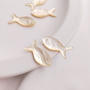 6pcs pendentif à breloques perles de poisson coquillages naturels 26 x 10 mm, fournitures de bijoux