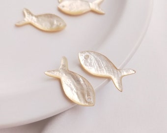 6pcs 26X10mm Natural Shell Fish Beads Charm Pendant, Jewelry Supply