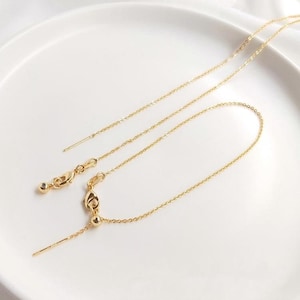 5pcs Gold Plated Brass sliding adjustable Chain, beading chain,Gold Cable Link Chain With Silicone Grip Slider Bead,Dainty Necklace