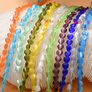 10pcs 8mm opals Heart Beads, cat&#39;s eye stone Heart beads, Jewelry Supply, Charms beads,DIY Bracelet Necklace stone Heart beads