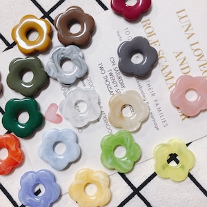 10pcs Flower-shaped Resin Charm Pendant, Acetate Acrylic Fresh Colors Hollow Flower Earring Charm DIY Jewelry