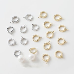 10pcs 10x13mm Real God Plated Hole Cup Pearl Screw Eye Pin Bail Peg Pendants for Half Drilled Beads Jewelry Making