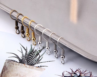 100pcs Earring Findings Ear Clasps Hooks Fittings DIY Jewelry Making Accessories Ear Wire Ball Dot French Hooks Jewelry Supplies