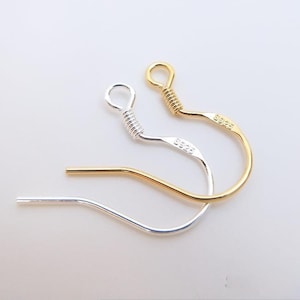 4pcs 925 Sterling Silver plated Strong Earring Hooks, Earring Hooks, 925 Sterling Silver Plated fish hooks.earring attachment,Hypoallergenic